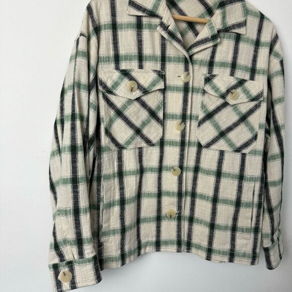 NWT Zara oversized shacket jacket plaid beige black white XS Button Up Size XS - Picture 8 of 11